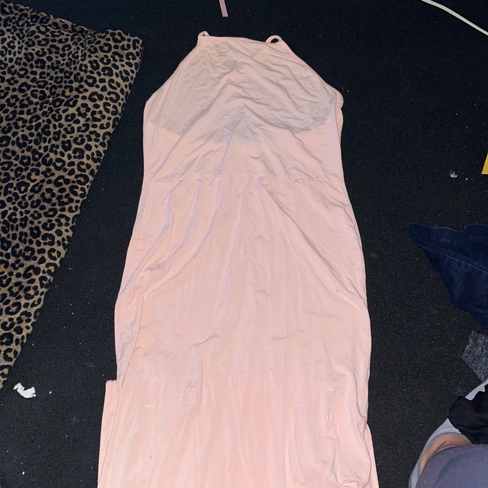 Long blush pink maxi dress